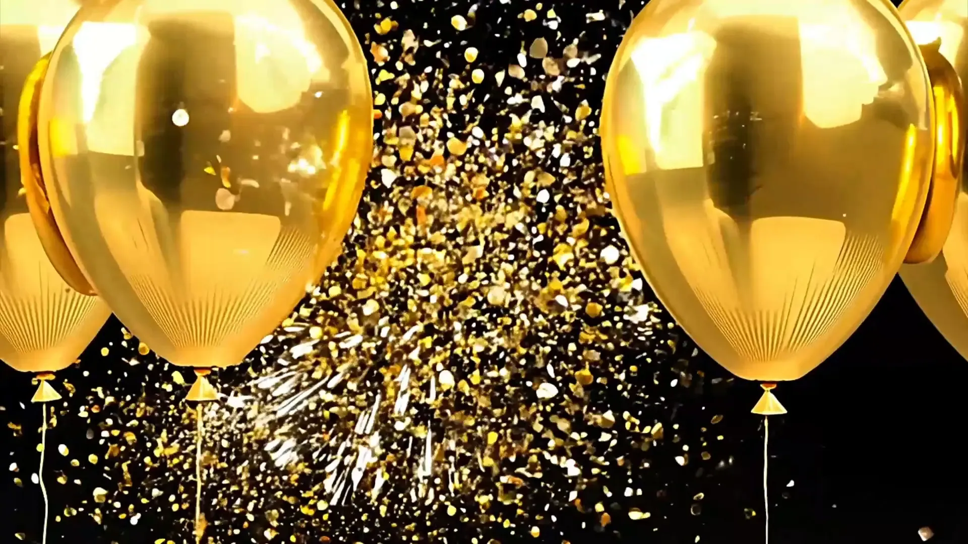 Gold Balloon and Confetti Burst Transition for Party and Event Videos